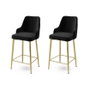 Hanah Home Juego de 2 Taburetes de Bar Negro y Dorado
